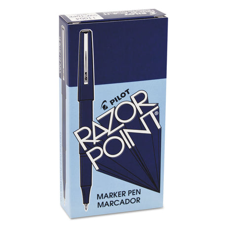 Razor Point Fine Line Porous Point Pen, Stick, Extra-Fine 0.3 mm, Blue Ink, Blue Barrel, Dozen