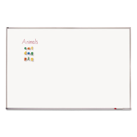 Porcelain Magnetic Whiteboard, 72 x 48, White Surface, Silver Aluminum Frame