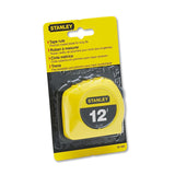 Power Return Tape Measure w/Belt Clip, 0. 12ft, Yellow