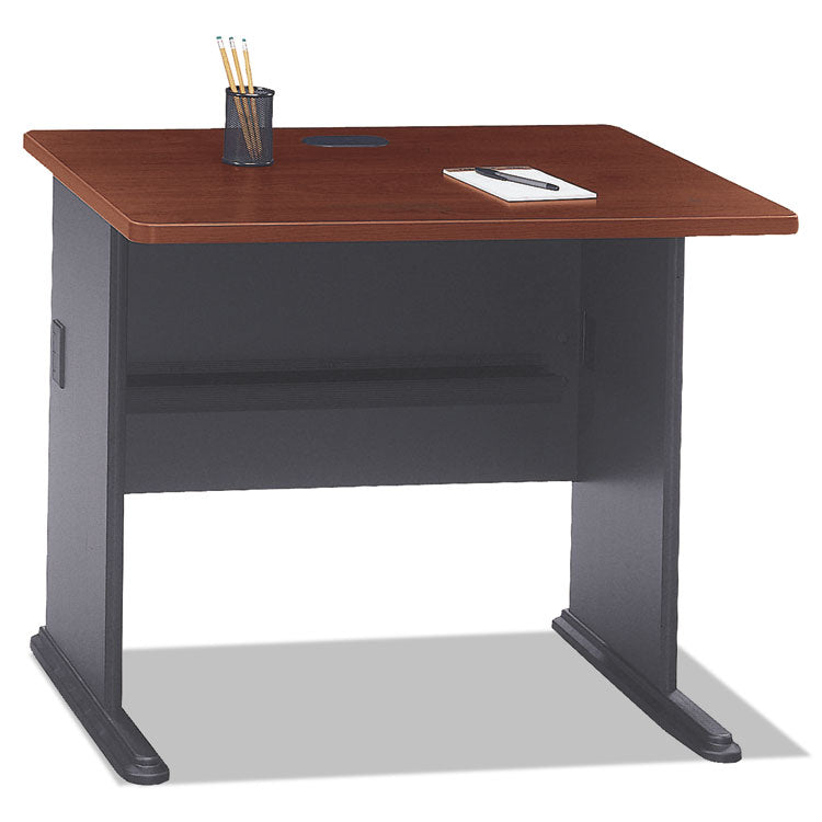 Series A Collection Workstation Desk, 35.63" x 26.88" x 29.88", Hansen Cherry/Galaxy