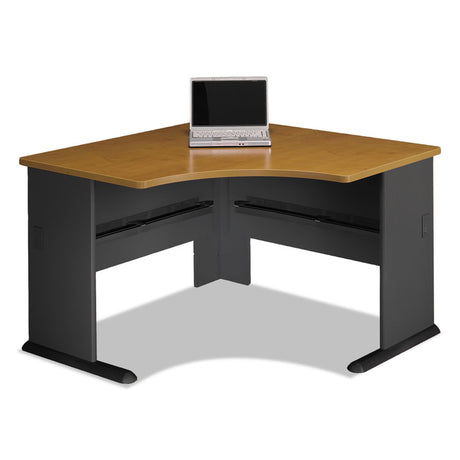 Series A Collection Corner Desk, 47.25" x 47.25" x 29.88", Natural Cherry/Slate Gray