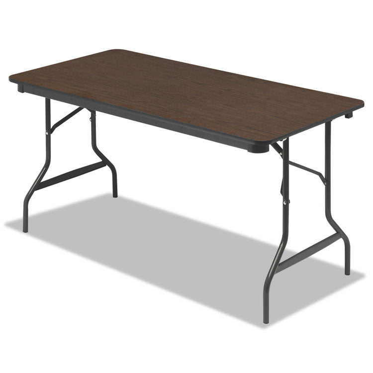 OfficeWorks Classic Wood-Laminate Folding Table, Curved Legs, Rectangular, 60  x 30  x 29 , Walnut