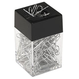 Paper Clips with (1) Magnetic-Top Desktop Dispenser, #1, Smooth, Silver, 100 Clips/Pack, 12 Packs/Box