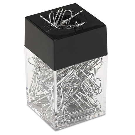 Paper Clips with (1) Magnetic-Top Desktop Dispenser, #1, Smooth, Silver, 100 Clips/Pack, 12 Packs/Box