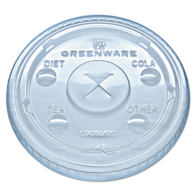 Greenware Cold Drink Lids, Fits 9 oz Old Fashioned Cups, 12 oz Squat Cups, 20 oz Cups Clear, 1,000/Carton
