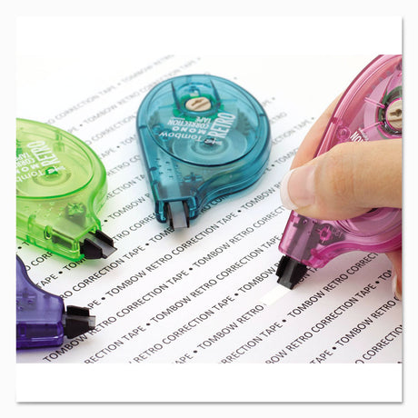 MONO Original Correction Tape, Assortedt RetroColor Applicators, 0.17" x 394", 6/Box