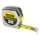 Powerlock II Power Return Rule, 1" x 25 ft, Chrome/Yellow