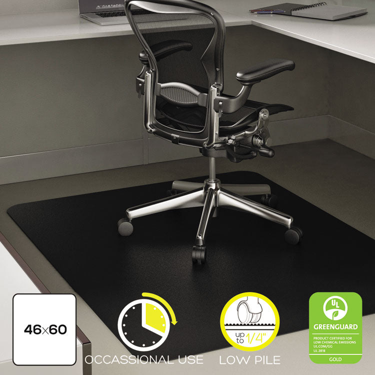 EconoMat Occasional Use Chair Mat for Low Pile Carpet, 46 x 60, Rectangular, Black