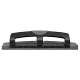 12-Sheet SmartTouch Three-Hole Punch, 9/32" Holes, Black/Gray