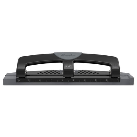 12-Sheet SmartTouch Three-Hole Punch, 9/32" Holes, Black/Gray