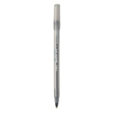 Round Stic Xtra Precision Ballpoint Pen, Stick, Fine 0.8 mm, Black Ink, Smoke Barrel, Dozen