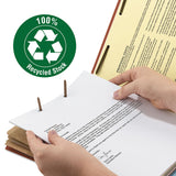 Recycled Pressboard Classification Folders, 3" Expansion, 3 Dividers, 8 Fasteners, Legal Size, Red Exterior, 10/Box