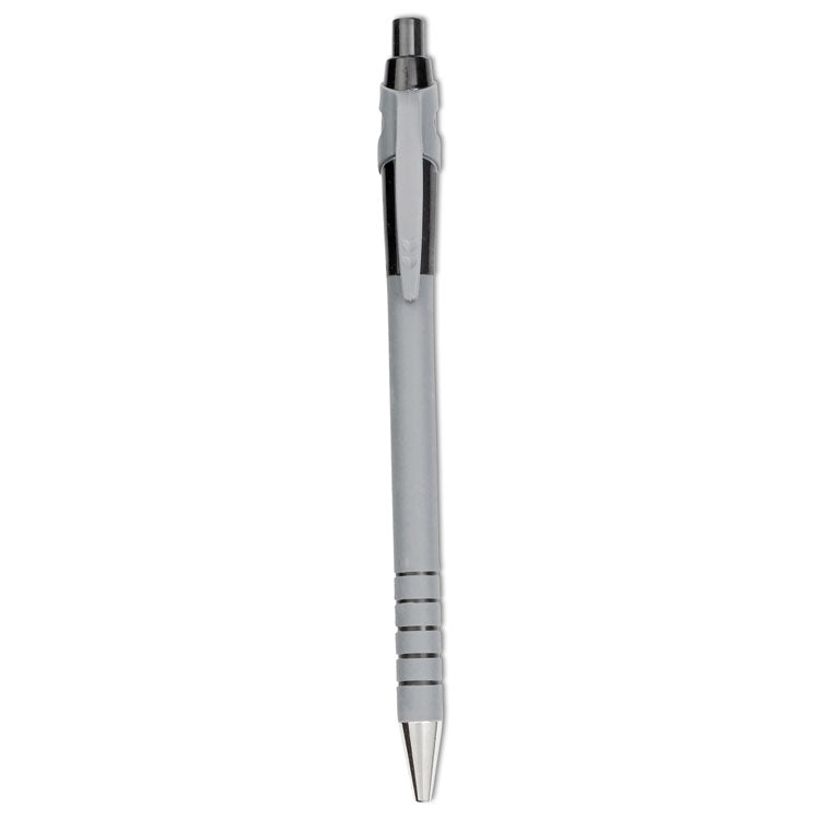 FlexGrip Ultra Recycled Ballpoint Pen, Retractable, Medium 1 mm, Black Ink, Black/Gray Barrel, Dozen