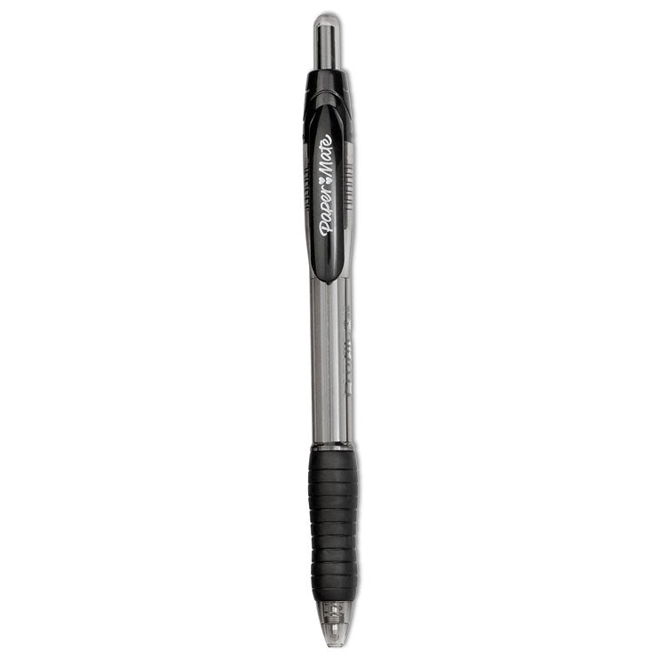 Profile Ballpoint Pen, Retractable, Bold 1.4 mm, Black Ink, Translucent Black Barrel, Dozen