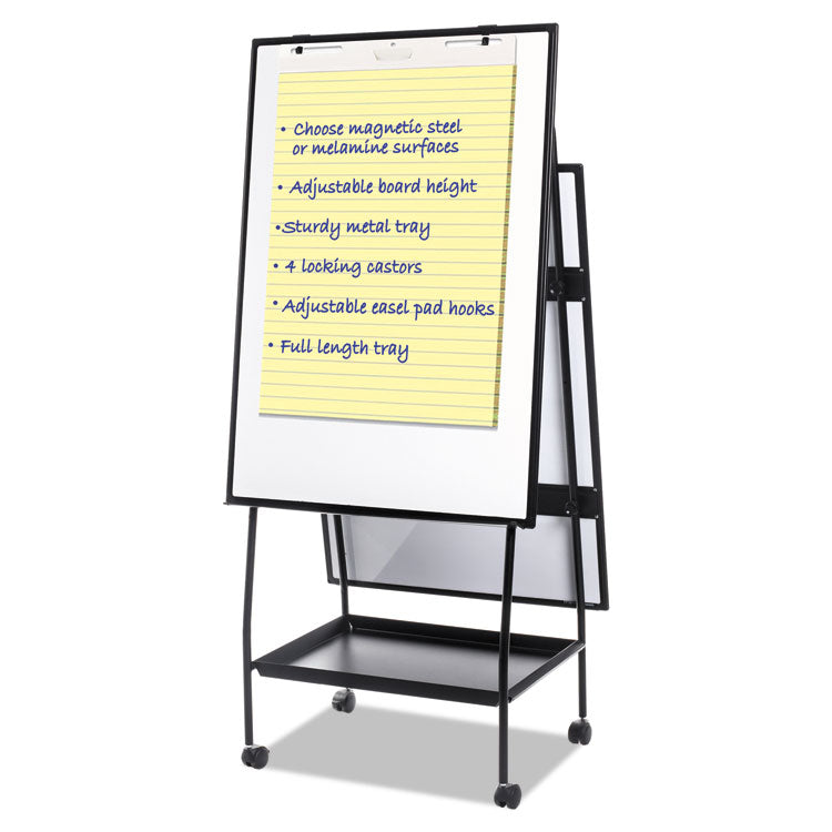 Creation Station Dry Erase Board, 29.5 x 74.88, White Surface, Black Metal Frame