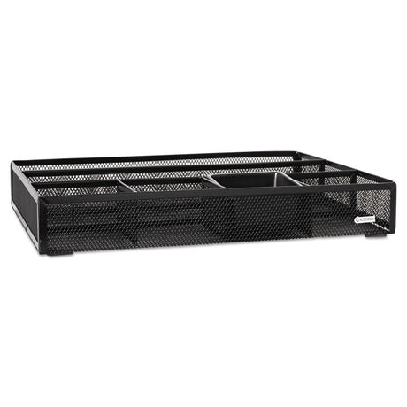 Metal Mesh Deep Desk Drawer Organizer, Six Compartments, 15.25 x 11.88 x 2.5, Black