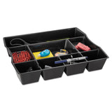 Regeneration Deep Drawer Organizer, Eight Compartments, 14.88 x 11.88 x 2.5, Plastic, Black