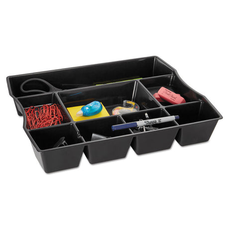 Regeneration Deep Drawer Organizer, Eight Compartments, 14.88 x 11.88 x 2.5, Plastic, Black