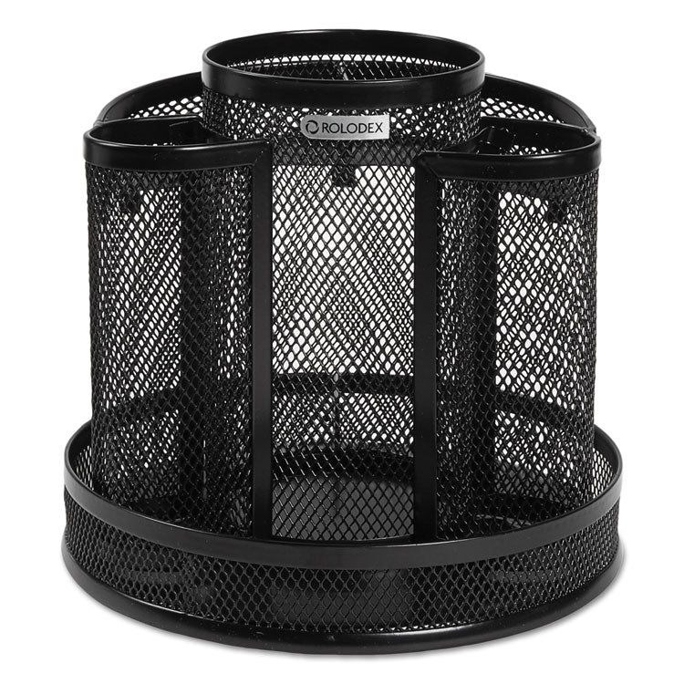 Wire Mesh Spinning Desk Sorter, 8 Compartments, Steel Mesh, 6.5" Diameter x 6.5"h, Black