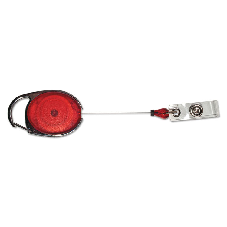 Carabiner-Style Retractable ID Card Reel, 30" Extension, Assorted Colors, 20/Pack