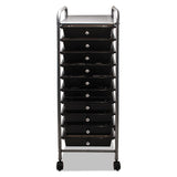 Portable Drawer Organizer, Metal, 1 Shelf, 10 Drawers, 13" x 15.38" x 37.75", Matte Gray/Smoke