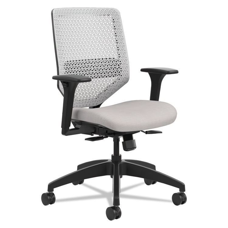 Solve Series ReActiv Back Task Chair, Supports Up to 300 lb, 18  to 23  Seat Height, Sterling Seat, Titanium Back, Black Base