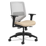 Solve Series ReActiv Back Task Chair, Supports Up to 300 lb, 18  to 23  Seat Height, Putty Seat, Titanium Back, Black Base