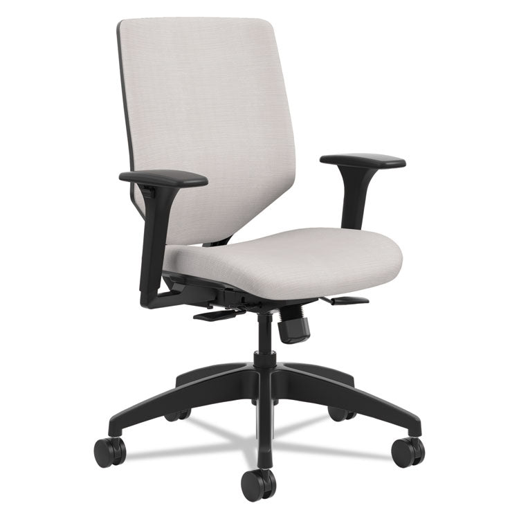 Solve Series Upholstered Back Task Chair, Supports Up to 300 lb, 17  to 22  Seat Height, Sterling Seat/Back, Black Base
