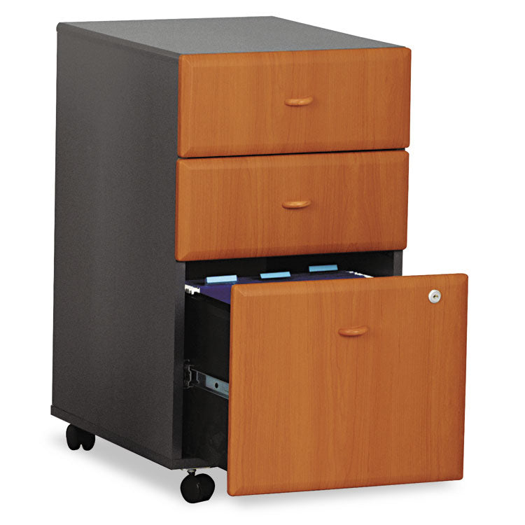 Mobile Pedestal File, Left/Right, 3-Drawers: Box/Box/File, Legal/Letter/A4/A5, Cherry/Gray, 15.75" x 20.25" x 27.88"