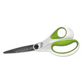 CarboTitanium Bonded Scissors, 8" Long, 3.25" Cut Length, White/Green Straight Handle