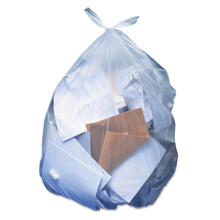 Linear Low-Density Can Liners, 60 gal, 1.1 mil, 38  x 58 , Clear, 100/Carton