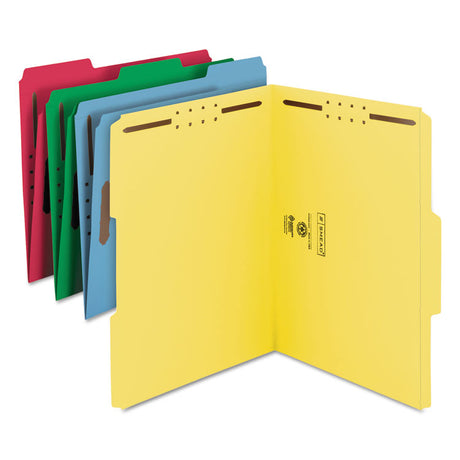 Top Tab Colored Fastener Folders, 0.75" Expansion, 2 Fasteners, Letter Size, Assorted Colors, 50/Box