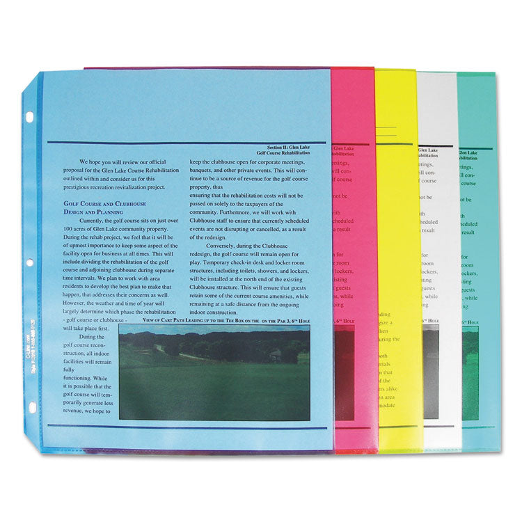 Colored Polypropylene Sheet Protectors, Assorted Colors, 2", 11 x 8.5, 50/Box