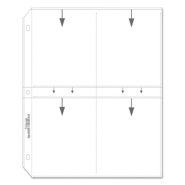 Clear Photo Pages for Eight 3.5 x 5 Photos, 3-Hole Punched, 11.25 x 8.13, 50/Box