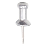 Aluminum Head Push Pins, Aluminum, Silver, 0.38", 100/Box