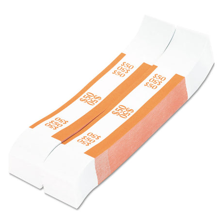 Currency Straps, Orange, $50 in Dollar Bills, 1000 Bands/Pack