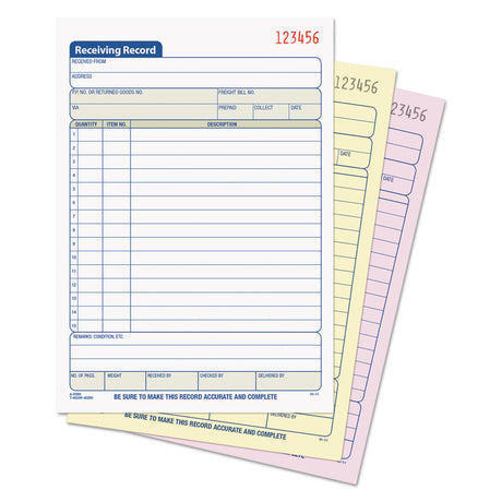 Receiving Record Book, Three-Part Carbonless, 5.56 x 7.94, 50 Forms Total