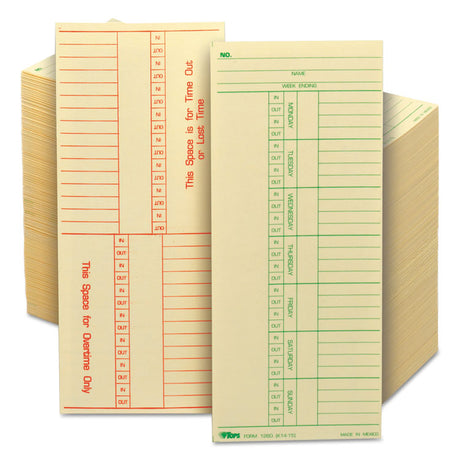 Time Clock Cards, Replacement for K14-15, Two Sides, 3.38 x 8.25, 500/Box