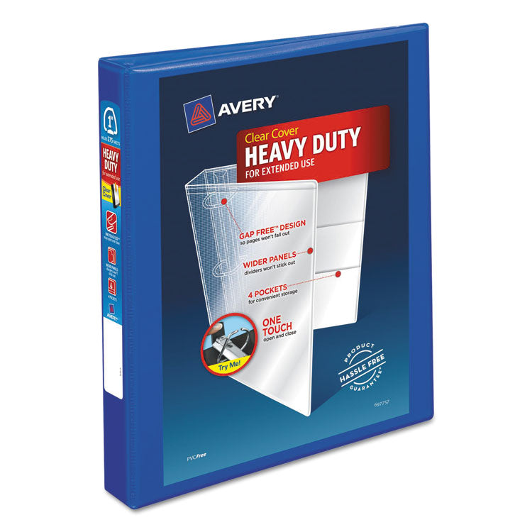 Heavy-Duty View Binder with DuraHinge and One Touch EZD Rings, 3 Rings, 1" Capacity, 11 x 8.5, Pacific Blue