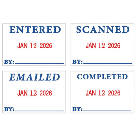 4 in 1 e-Message Dater, 0.94 x 1.75, COMPLETED/EMAILED/ENTERED/SCANNED