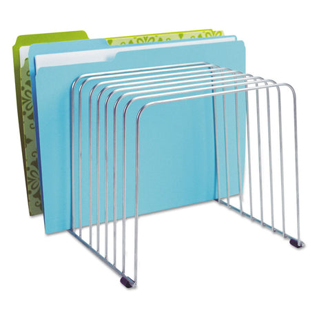 Wire Desktop Organizer, 11 Sections, Letter to Legal Size Files, 9" x 11.38" x 8", Silver