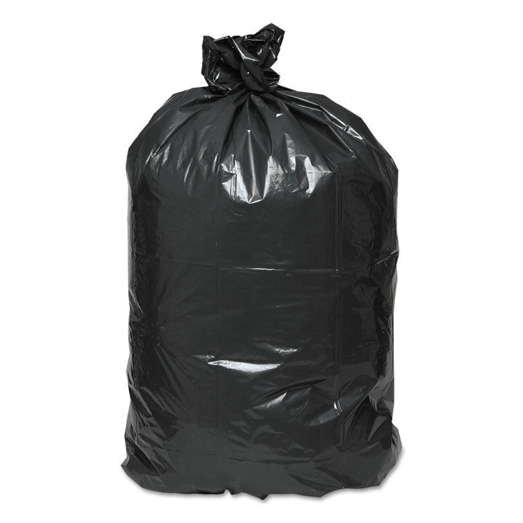 Linear Low Density Recycled Can Liners, 56 gal, 1.25 mil, 43  x 48 , Black, 10 Bags/Roll, 10 Rolls/Carton