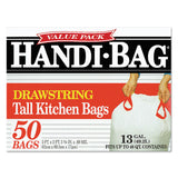 Drawstring Kitchen Bags, 13 gal, 24  x 27.4 , White, 50 Bags/Box, 6 Boxes/Carton