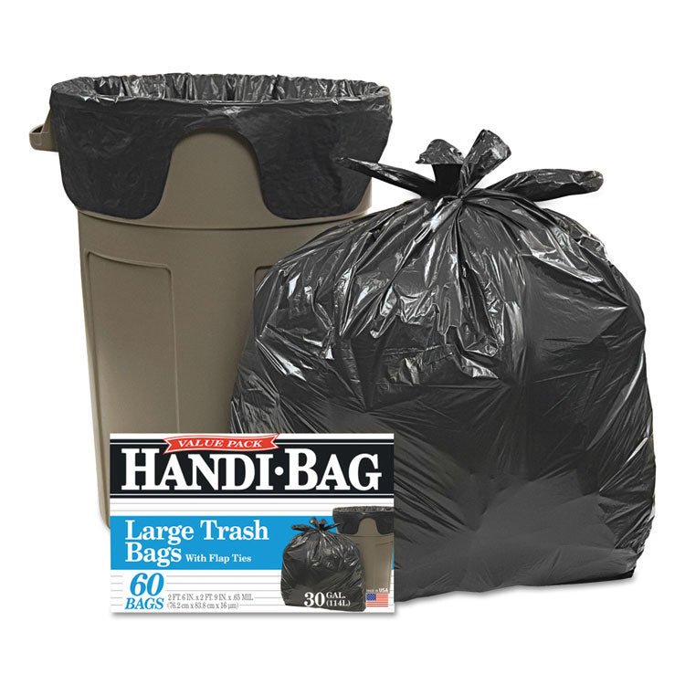 Super Value Pack Can Liners, 30 gal, 0.65 mil, 30  x 33 , Black, 60/Box