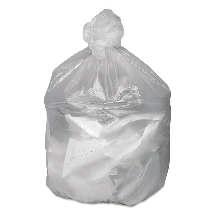 Waste Can Liners, 56 gal, 14 mic, 43  x 46 , Natural, 20 Bags/Roll, 10 Rolls/Carton