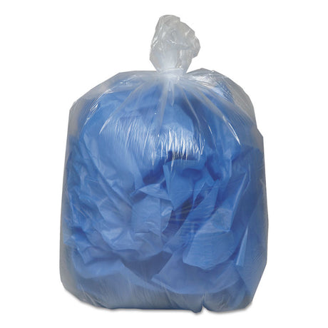Linear Low-Density Can Liners, 33 gal, 0.63 mil, 33  x 39 , Clear, 25 Bags/Roll, 10 Rolls/Carton