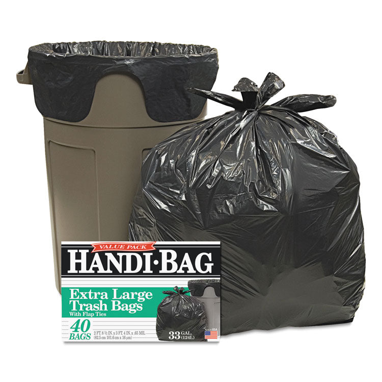 Super Value Pack Can Liners, 33 gal, 0.65 mil, 32.5  x 40 , Black, 40/Box