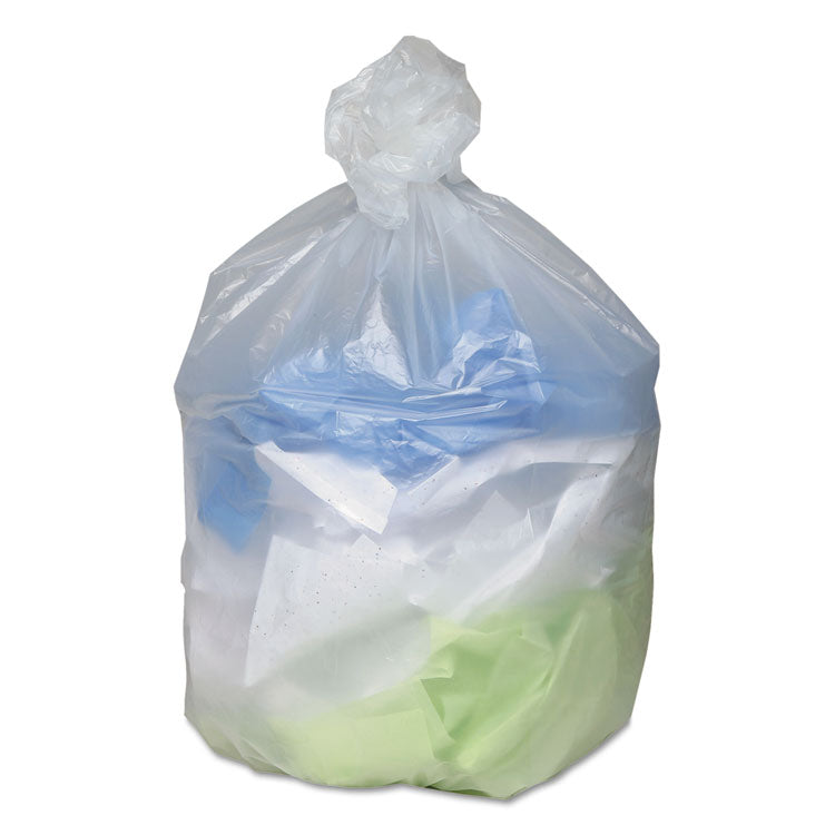 Can Liners, 60 gal, 14 mic, 38  x 60 , Natural, 20 Bags/Roll, 10 Rolls/Carton