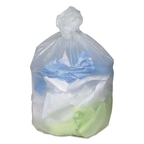 Can Liners, 60 gal, 14 mic, 38  x 60 , Natural, 20 Bags/Roll, 10 Rolls/Carton