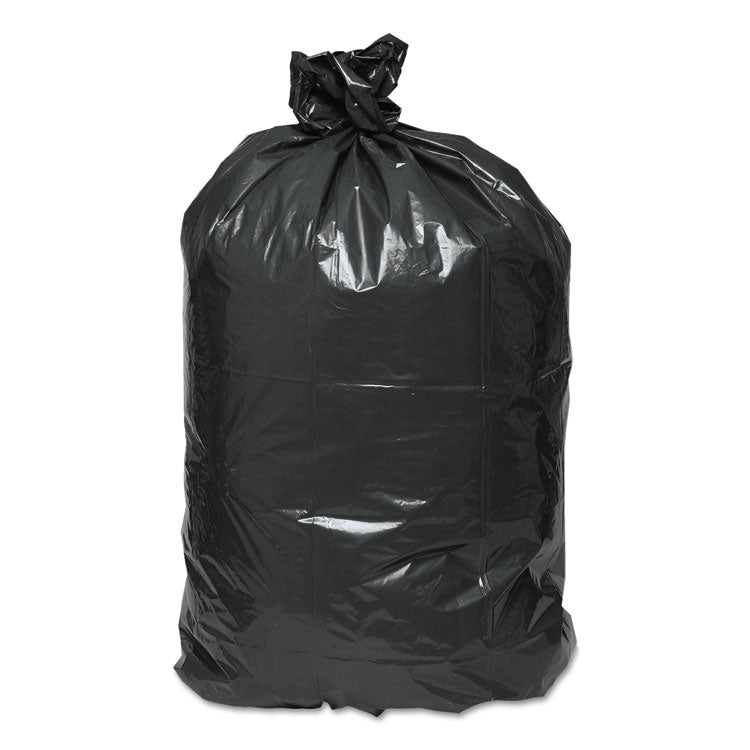 Linear Low Density Recycled Can Liners, 60 gal, 1.25 mil, 38  x 58 , Black, 10 Bags/Roll, 10 Rolls/Carton